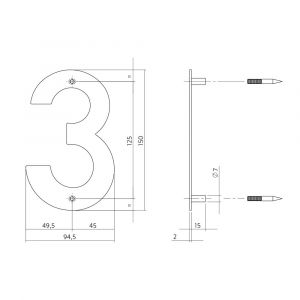 Intersteel Essentials 4020 huisnummer 3 150x2 mm RVS 0035.402073