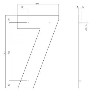 Intersteel Living 4021 huisnummer 7 XXL hoogte 500 mm RVS geborsteld 0035.402127