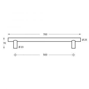 Intersteel Essentials 4325 deurgreep per stuk T-vorm 700x70x25 mm hart op hart 500 mm RVS 0035.432541