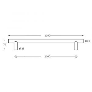 Intersteel Essentials 4325 deurgreep per stuk T-vorm 1200x70x25 mm hart op hart 1000 mm RVS 0035.432581