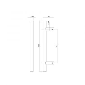 Intersteel Essentials 4327 deurgreep per stuk T-vorm 500x80x30 mm hart op hart 300 mm RVS 0035.432721