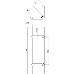 Intersteel Essentials 4329 deurgrepen per paar T-schuin 500x90x30 mm hart op hart 300 mm RVS 0035.432922