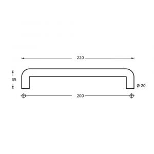 Intersteel Essentials 4332 deurgreep per stuk U-vorm 220x65x20 mm hart op hart 200 mm mm RVS 0035.433201