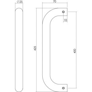 Intersteel Essentials 4333 deurgreep per stuk U-vorm 425x70x25 mm hart op hart 400 mm RVS 0035.433331