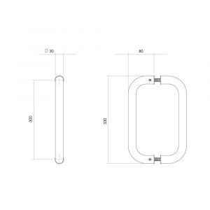 Intersteel Essentials 4340 deurgrepen per paar U-vorm 330x80x30 mm hart op hart 300 mm RVS 0035.434012