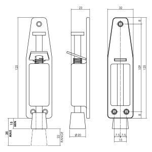 Intersteel Essentials 4440 deurvastzetter met voetrem klein 142x32 mm RVS 0035.444010