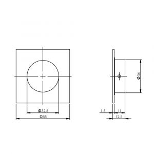 Intersteel Essentials 4476 schuifdeurkom 4-kant 34/55 mm RVS 0035.447660