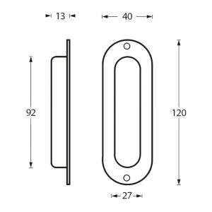 Intersteel Essentials 4476 schuifdeurkom ovaal 120x40 mm met schroefgaten RVS 0035.447680