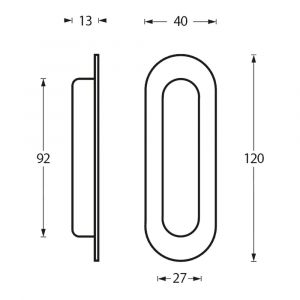 Intersteel Essentials 4476 schuifdeurkom ovaal 120x40 mm blind RVS 0035.447681