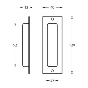 Intersteel Essentials 4476 schuifdeurkom rechthoek 120x40 mm met schroefgaten RVS 0035.447690