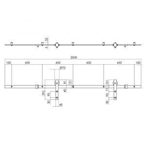 Intersteel Living 4501 schuifdeursysteem 2 meter hangrollen recht 290 mm roestvast staal 0035.450101