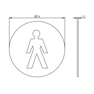 Intersteel Living 4600 pictogram zelfklevend rond WC heren RVS 0035.460080