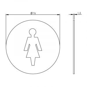Intersteel Essentials 4600 pictogram zelfklevend rond WC dames RVS 0035.460081