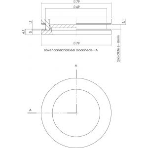 Intersteel Essentials 4760 schuifdeurkom glasdeur 55 mm RVS 0035.476050