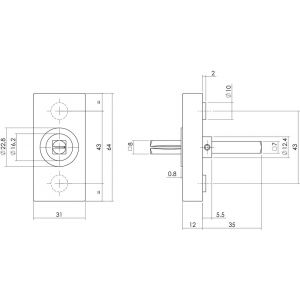 Intersteel Essentials 6050 basisplaat rechthoekig voor raamkruk hals diameter 16 insteeklengte stift 7x35 mm RVS 0035.605002