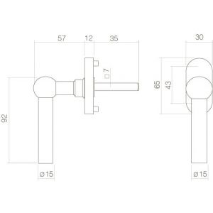 Intersteel Essentials 6156 raamkruk L-vorm bol op stalen ovale rozet stift 7x35 mm RVS 0035.615630