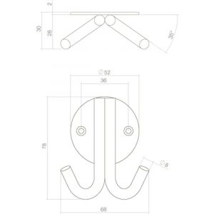 Intersteel Living 6950 jashaak dubbel op rond rozet RVS 0035.695032