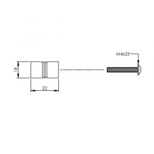 Intersteel Essentials 8510 meubelknop recht diameter 18 mm RVS 0035.851014