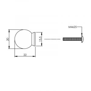 Intersteel Essentials 8510 meubelknop bolrond achterplaat diameter 20 mm RVS 0035.851020