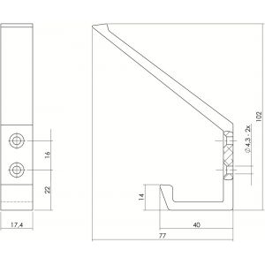 Intersteel Living 6910 kapstokhaak met verticale schroefgaten aluminium 0081.691010