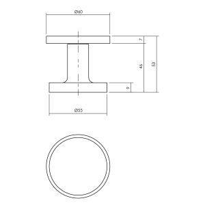 Intersteel Living 3929 voordeurknop plat diameter 55 mm op ronde achterplaat diameter 60 mm met éénzijdige montage aluminium F1 0082.392911