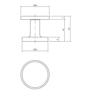 Intersteel Living 3929 voordeurknop plat diameter 55 mm op ronde achterplaat diameter 60 mm met éénzijdige montage aluminium F1 0082.392911