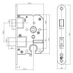 Intersteel Essentials 9551 SKG2 veiligheidscilinderslot 55 mm RVS voorplaat afgerond 25x174 mm 0094.955129