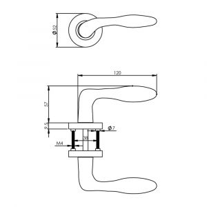 Intersteel Living 1695 deurkruk George op geveerde schroefdraad rozet diameter 53x8 mm met 7 mm nokken mat nikkel 1219.169502