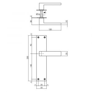 Intersteel Living 0571 deurkruk Amsterdam met langschild 250x55x2 mm blind RVS-zwart 1223.057111