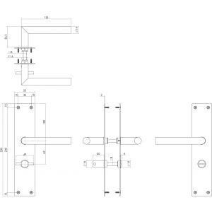 Intersteel Living 0583 deurkruk Jura met langschild 250x55x2 mm WC 63/8 mm RVS-zwart 1223.058365