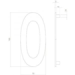 Intersteel Living 4020 huisnummer 0 150 mm RVS-zwart 1223.402040