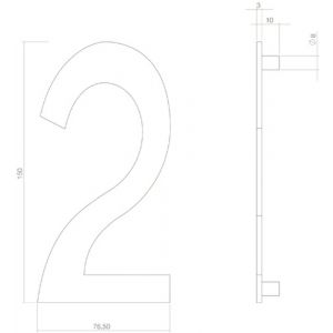 Intersteel Living 4020 huisnummer 2 150 mm RVS-zwart 1223.402042