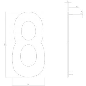 Intersteel Living 4020 huisnummer 8 150 mm RVS-zwart 1223.402048