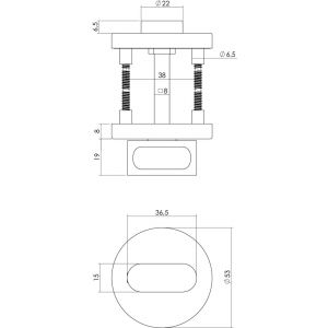 Intersteel Essentials 3512 WC-sluiting 8 mm met metalen onderrozet 7 mm nokken RVS geborsteld 1235.351260
