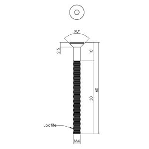 P+E 87M4 inbusbout M4x60 mm verzonken kop RVS geborsteld BV-87M4-B60-130