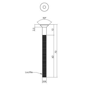 P+E 87M4 inbusbout M4x70 mm verzonken kop RVS geborsteld BV-87M4-B70-130