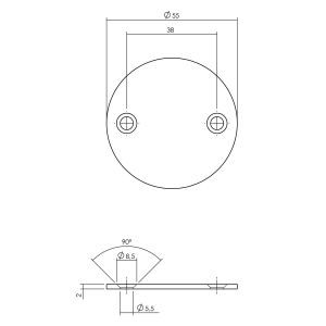P+E 6810 rozet blind rond diameter 55x2 mm met schroefgaten RVS geborsteld FP-6810-F00-130
