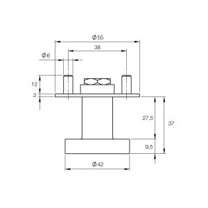P+E 3650 deurknop op ronde rozet 55x2 mm wisselstift 8 mm RVS geborsteld KN-3650-A00-13M