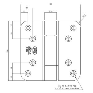 P+E 5481 projectscharnier hout-hout 100 mm RVS geborsteld SC-5481-000-130