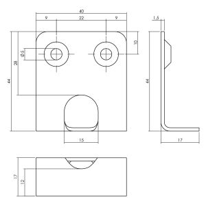 P+E 4060 espagnolet hoeksluitplaat SKG2 RVS geborsteld SI-4060-000-130