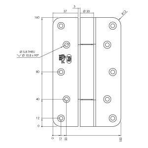 P+E 5681 projectscharnier SKG3 hout-hout 160 mm RVS geborsteld SI-5681-000-130