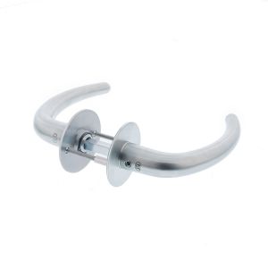 P+E 8698 deurkruk Sabel op ronde rozet 8 mm stift RVS geborsteld ZW-8698-A00-130