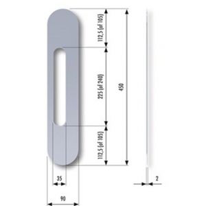 SecuMax anti manipulatieplaat RVS F1 geborsteld 35x240 mm 3010.017.16