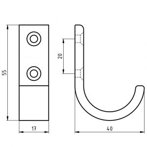 Hermeta 0129 garderobe jashaak enkel mat zwart 0129-18