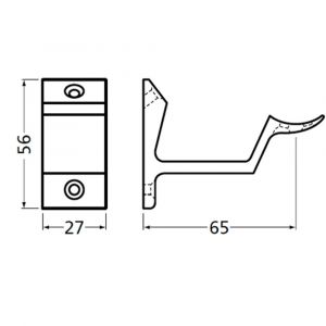 Hermeta 3542 leuninghouder holzadel opschroevend mat zwart EAN sticker 3542-18E