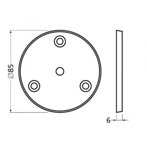 Hermeta 3567 leuninghouder rozet 82 mm met 3 verzonken gaten nieuw zilver 3567-02