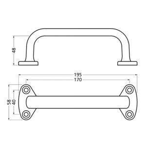 Hermeta 4265 hand- en meubelgreep 195 mm opschroevend nieuw zilver 4265-02