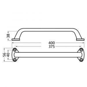 Hermeta 4270 hand- en meubelgreep 400 mm opschroevend zwart EAN sticker 4270-70E