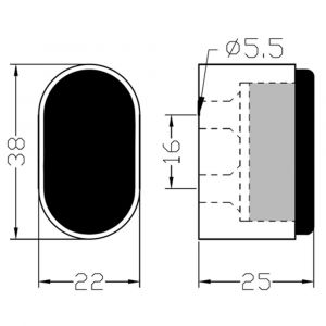 Hermeta 4700 deurbuffer ovaal 25 mm mat zwart 4700-18