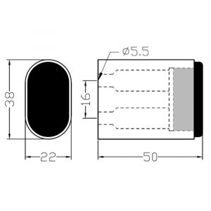 Hermeta 4702 deurbuffer ovaal 50 mm mat naturel EAN sticker 4702-11E
